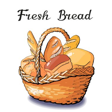 Vektör illüstrasyon fırın ekmek ve hamur işi elementleri