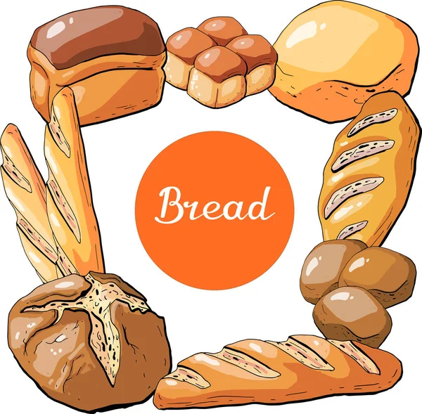 Ilustración Vectorial Panadería Pan Elementos Pasteleros — Archivo Imágenes Vectoriales