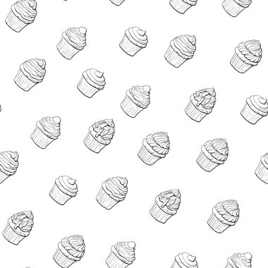 Cupcakeler ile vektörsüz desen