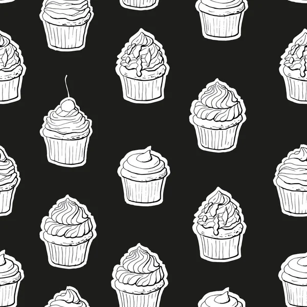 Padrão Sem Costura Vetorial Com Cupcakes — Vetor de Stock