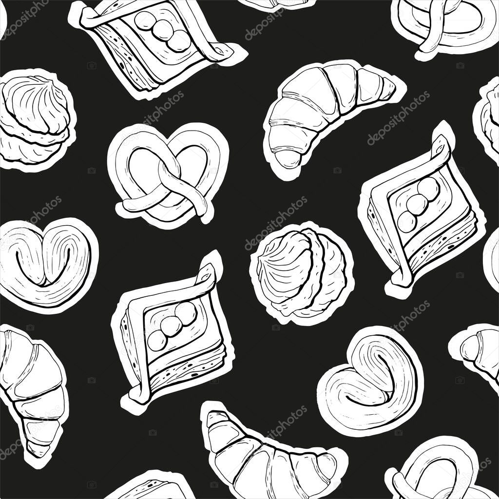 Vector seamless pattern with pastry