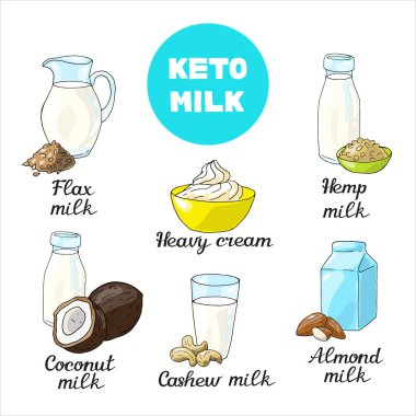 Süt yerine geçen vektör illüstrasyon elementleri