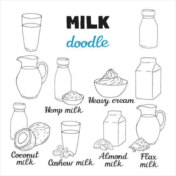 Векторные Иллюстрационные Элементы Заменителями Молока — стоковый вектор
