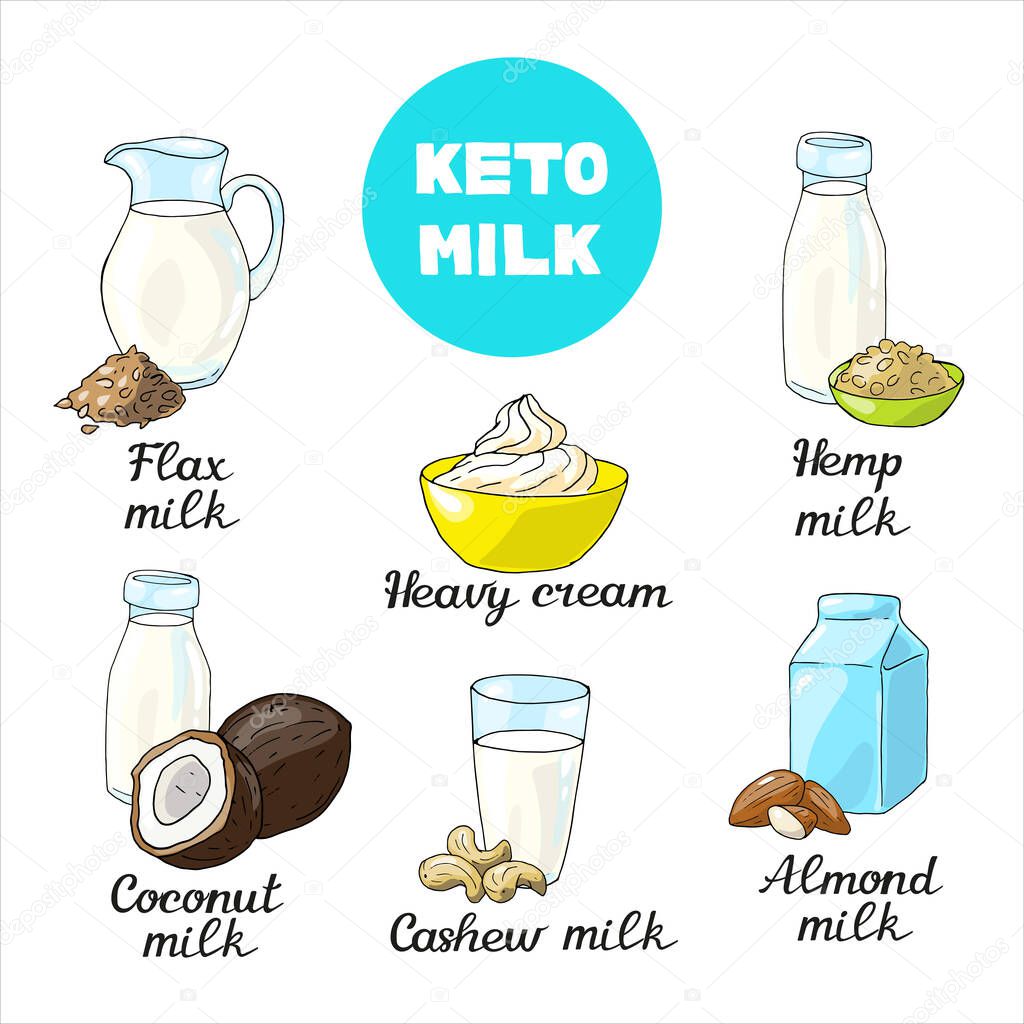 Vector illustration elements with milk substitutes