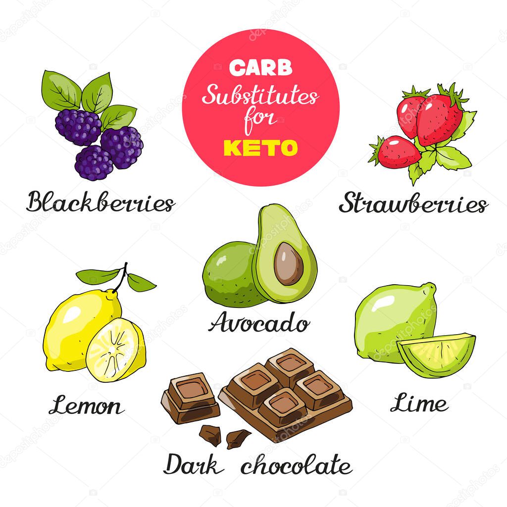 Vector illustration isolated elements with carb substitutes