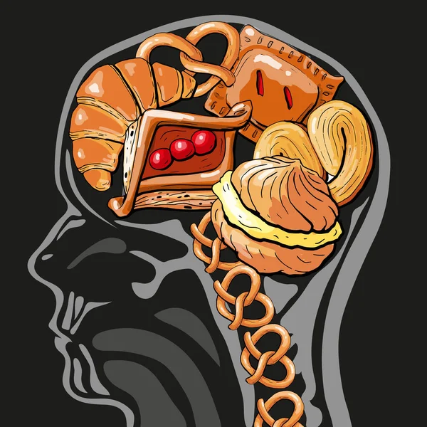 Διανυσματική Απεικόνιση Του Εγκεφάλου Γεμάτη Ψωμί — Διανυσματικό Αρχείο