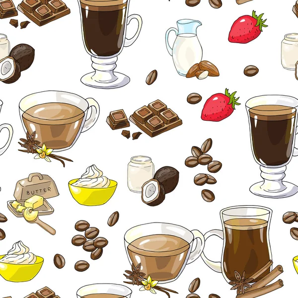 Vector seamless pattern bulletproof cofee