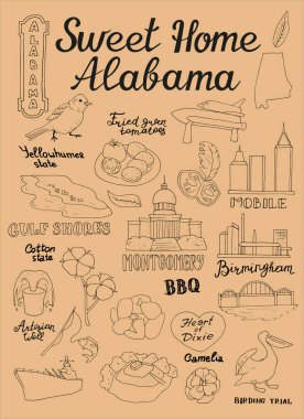 Alabama 'nın iç çekişleriyle vektör deseni bilgi grafiklerini gösteriyor