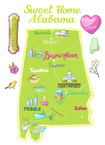 Vektorillustrationskarte Von Alabama — Stockvektor