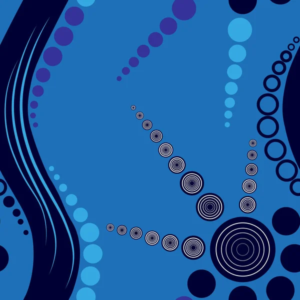 Abstrakter Nahtloser Hintergrund Von Wellen Und Kreisen Blauen Farben — Stockvektor