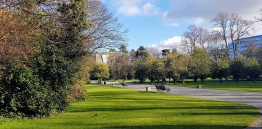 Dublin, İrlanda 'nın merkezinde boş ama güzel bir park.