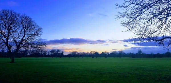 Hermosa Puesta Sol Horizonte Alrededor Del Castillo Malahide Irlanda —  Fotos de Stock