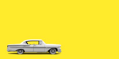 3D Illustration oto, render, Pop Art, sarı arkaplan