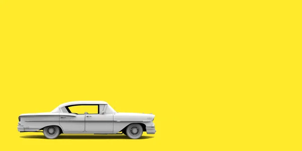 Ilustrace Auto Vykreslení Pop Art Žluté Pozadí — Stock fotografie