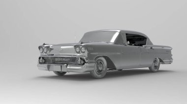 3D Illustration Auto, 3D renkler, gri, metal araba, Amerikan arabası.