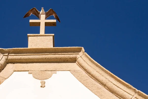Roof with a cross and a seagull — Stockfoto