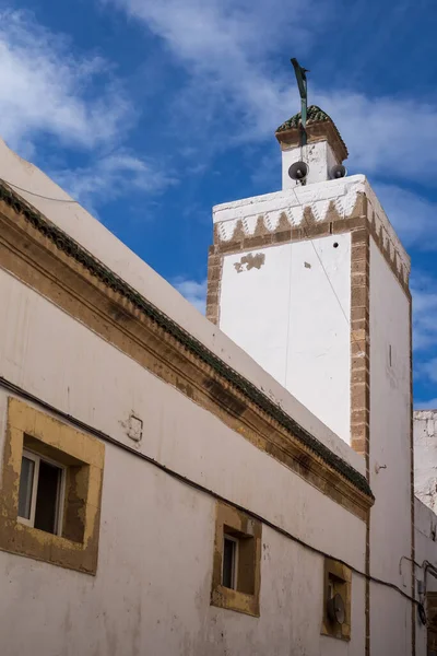 Witte Gevel Van Een Moskee Het Oude Centrum Medina Met — Stockfoto