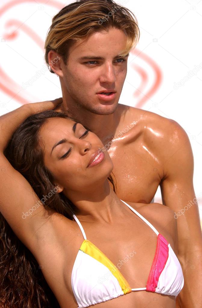 Romance on the beach - Couple falling in love 