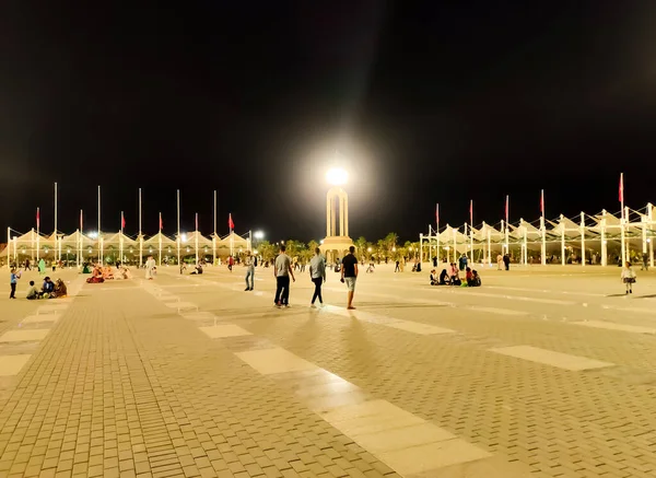 Place of Mechouar, Laayoune, Moroccan Sahara- December 26 october 2019: People of city Laayoune enjoy their nightlife in the Place of Mechouar in Laayoune, Western Sahara, Morocco on 26 October 2019.