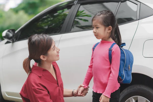 Tillbaka Till Skolan Koncept Vackra Unga Asiatiska Mor Eller Förälder — Stockfoto