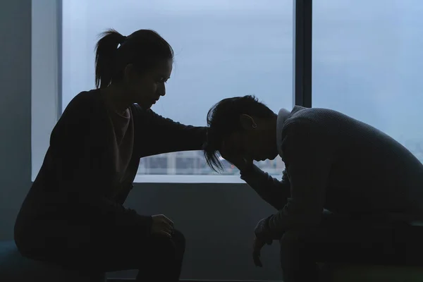 Ptsd Mental Health Concept Young Depressed Asian Man Talking Psychologist — Stock Photo, Image