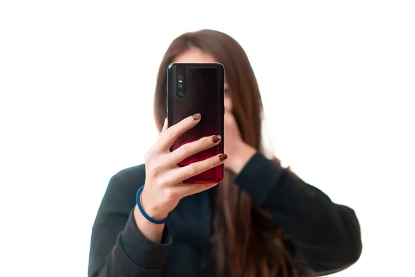 Asian Woman Record Video Her Smarthphone Cover Her Mouth Her — Stock Photo, Image