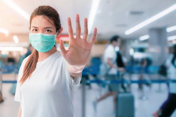 Asiatische Frau Mit Medizinischer Schutzmaske Zum Schutz Vor Infektionen Das — Stockfoto