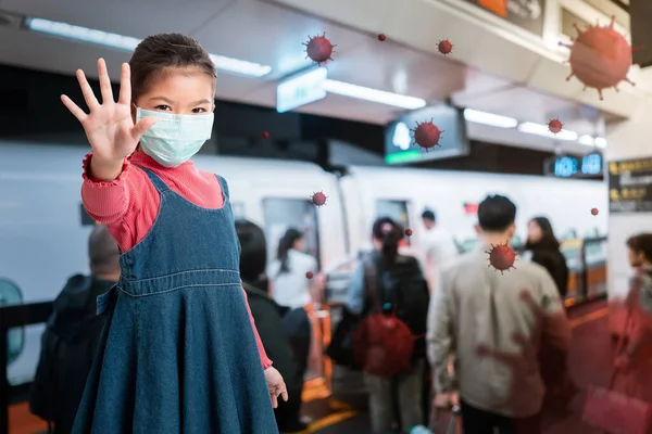 Asiatisches Mädchen Mit Medizinischer Schutzmaske Zum Schutz Der Infektion Das — Stockfoto