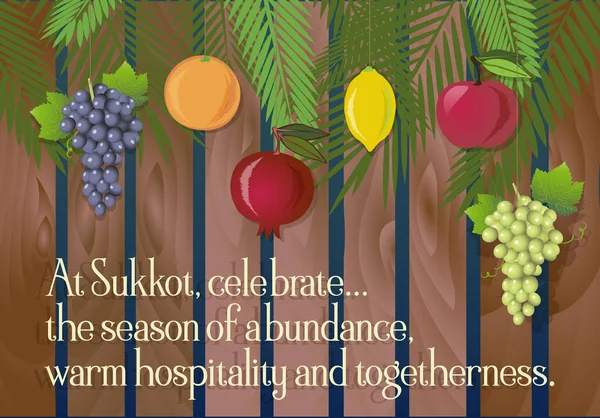 Sukkot Festival tebrik kartı tasarım vektör şablonu. — Stok Vektör