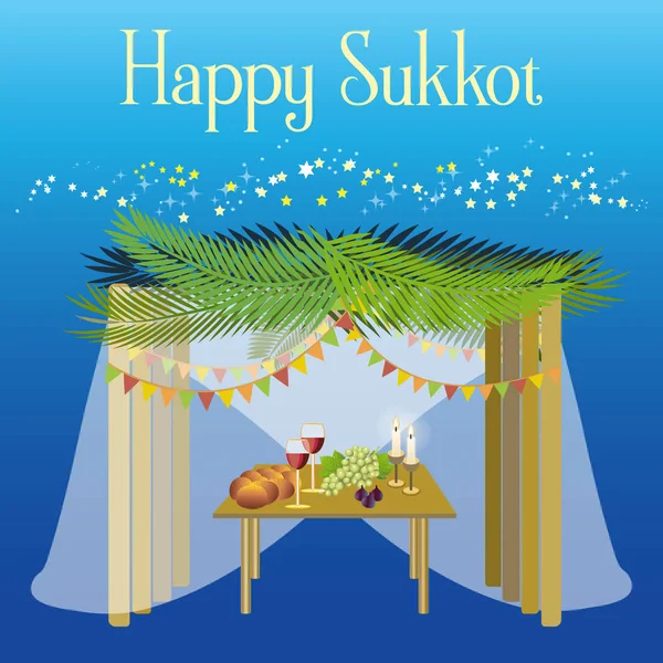 Plantilla vectorial de diseño de tarjeta de felicitación Festival Sukkot . Vectores de stock libres de derechos