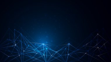 Koyu mavi renk arka plan üzerinde soyut molekül yapısı