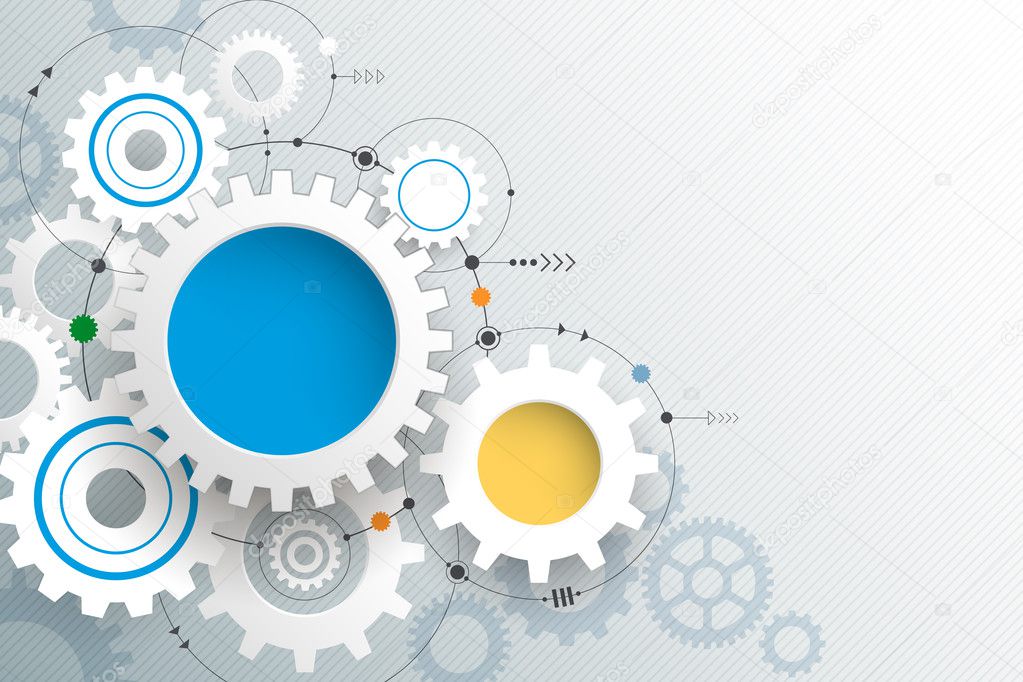 Vector illustration gear wheel. Abstract hi-tech technology and engineering background, machine technology futuristic concept