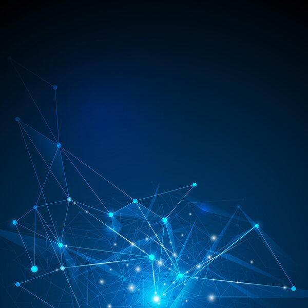 Векторная абстрактная технология футуристическая. Молекулы технологический фон
