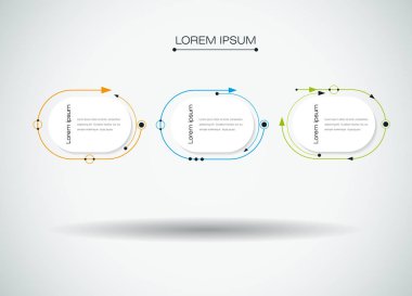 Vektör molekül 3d kağıt etiket, entegre daireler arka plan ile. İçerik, iş, Infographic, diyagram için boş alan