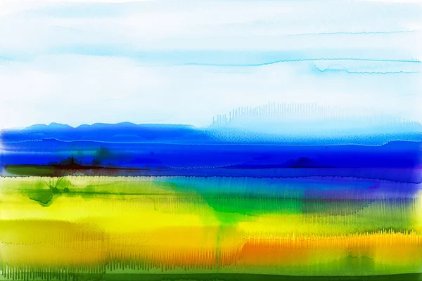 Semi-abstrakt akvarell målning landscap — Stockfoto