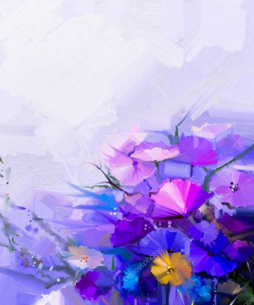 Abstract oil painting of spring flowers.