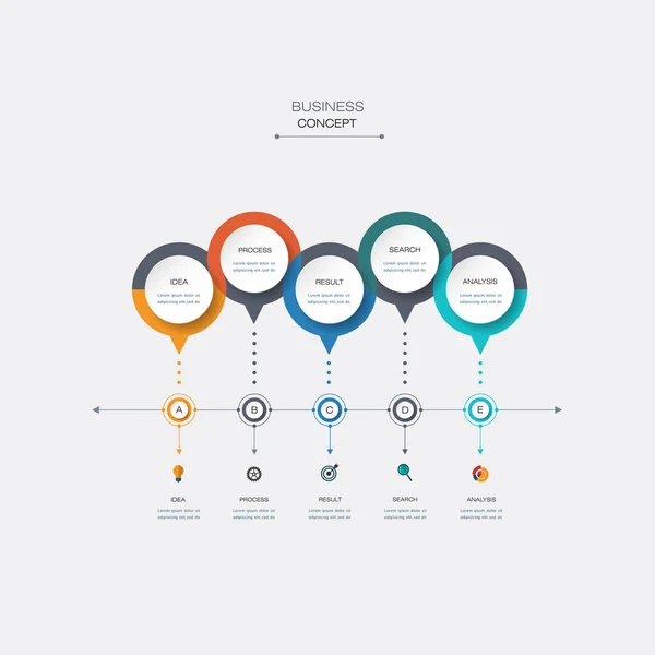 Plantilla de línea de tiempo de infografía vectorial. Concepto de negocio con opciones — Archivo Imágenes Vectoriales