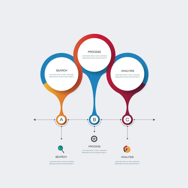 Modèle de conception d'infographie vectorielle avec étiquette en papier 3D — Image vectorielle