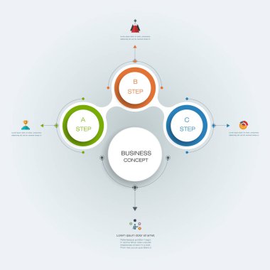 Vektör infographics, 3d kağıt döngüsü diyagramı şablonu 
