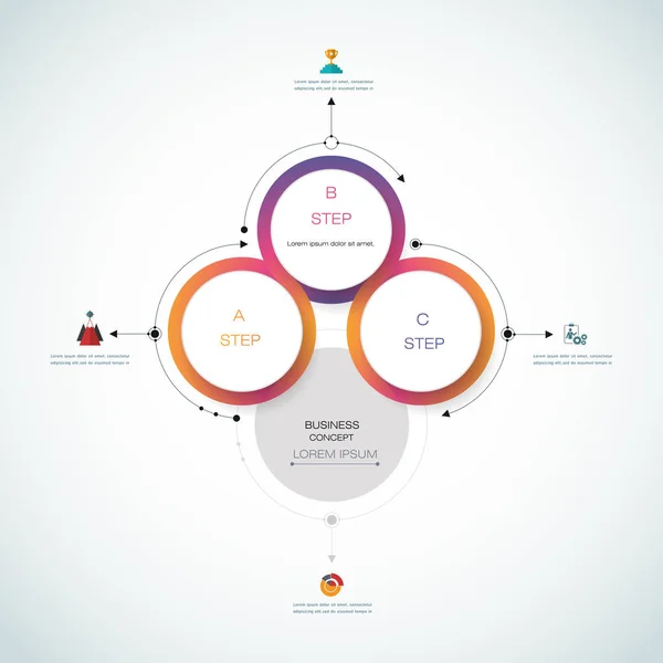 Infographie vectorielle, modèle de diagramme de cycle de papier 3D — Image vectorielle