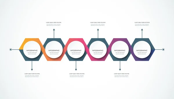 Modelo de design de linha do tempo de infográficos vetoriais — Vetor de Stock