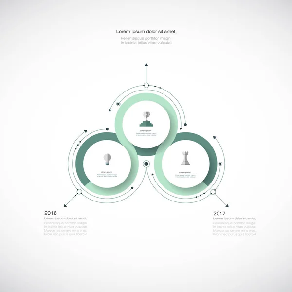 Infografías vectoriales, plantilla de diagrama de ciclo de papel 3D — Archivo Imágenes Vectoriales