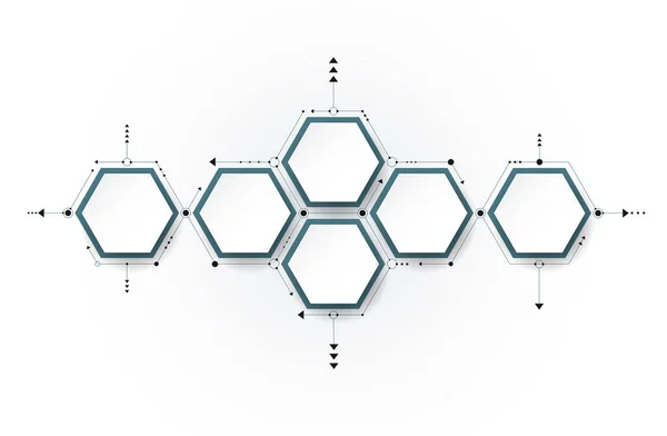 Molécula vectorial, fondo hexagonal integrado — Archivo Imágenes Vectoriales