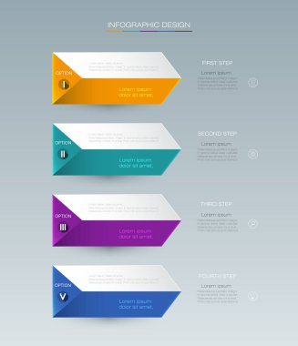 Vektör Infographic etiket tasarım simgeler ve 4 seçenekleri ile