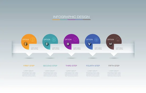 Diseño de etiquetas Vector Infographic con iconos y 5 opciones — Vector de stock