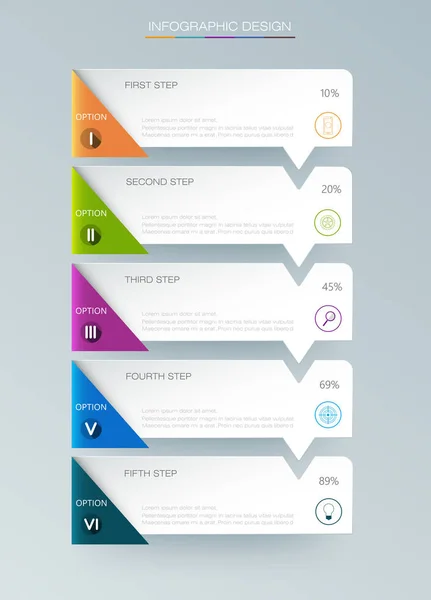Vektorová infografika label design s ikonami a 5 možnosti — Stockový vektor