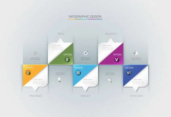 Conception d'étiquettes vectorielles infographiques avec icônes et 5 options — Image vectorielle