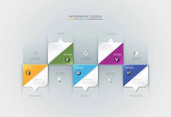 Design de etiquetas infográficas vetoriais com ícones e 5 opções —  Vetores de Stock