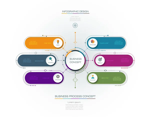 Vektor infographic sablon, 3D-s papír címke, integrált körök — Stock Vector