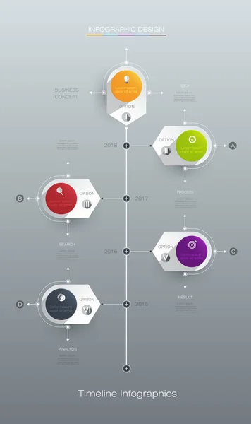 Vector infographics tijdlijn ontwerpsjabloon met etiketontwerp — Stockvector